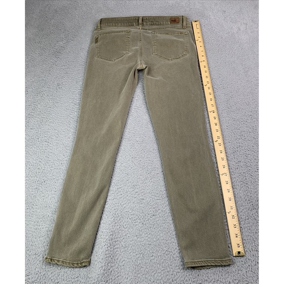 PAIGE Jeans Pants Womens Size 28 Waist Measurement Olive Green Skinny Stretch - Picture 8 of 9